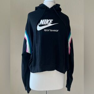 Women's Nike Heritage Logo Hoodie Pullover XL Black Multicolo